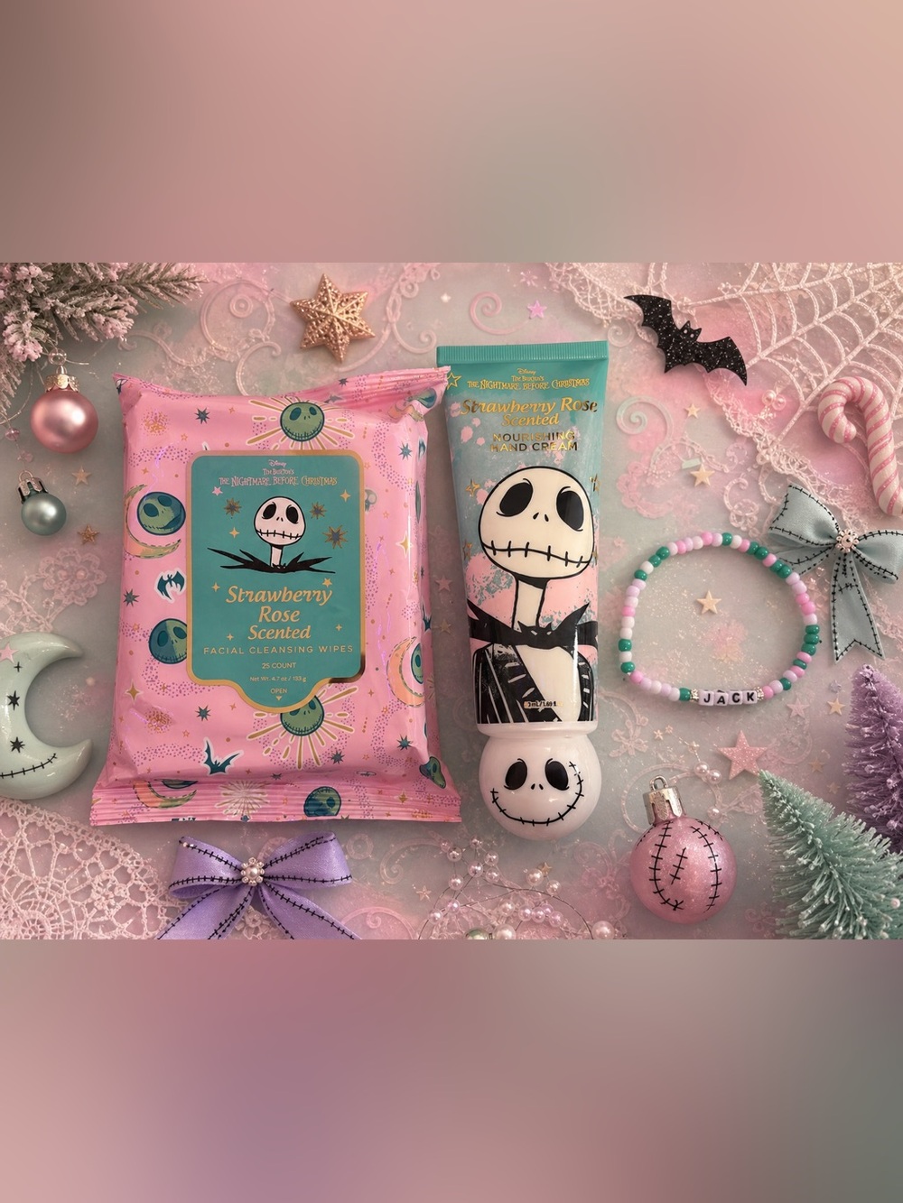 Limited Edition Pastel Spooky Strawberry Rose Self-Care Set + Free Bracelet NEW